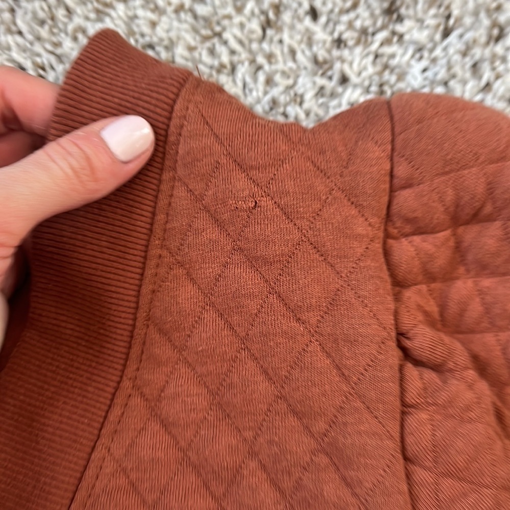 Time and True Coordinating Quilted Puff Sleeve Cardigan Sweater Orange Medium - Picture 4 of 10